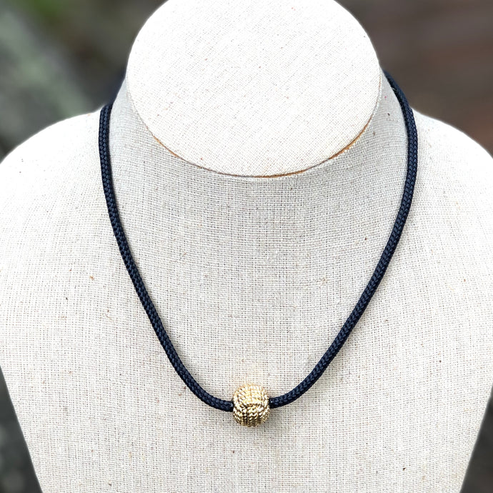 Navy and Gold Monkey Fist Sailors Knot Necklace