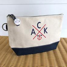 ACK 4170 Navy Embroidered Canvas Pouch