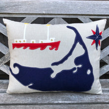 Oatmeal/Navy Nantucket Island & Lightship Pillow