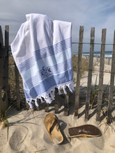ACK 4170 Blue, White & Turquoise Striped Beach Towel/Blanket
