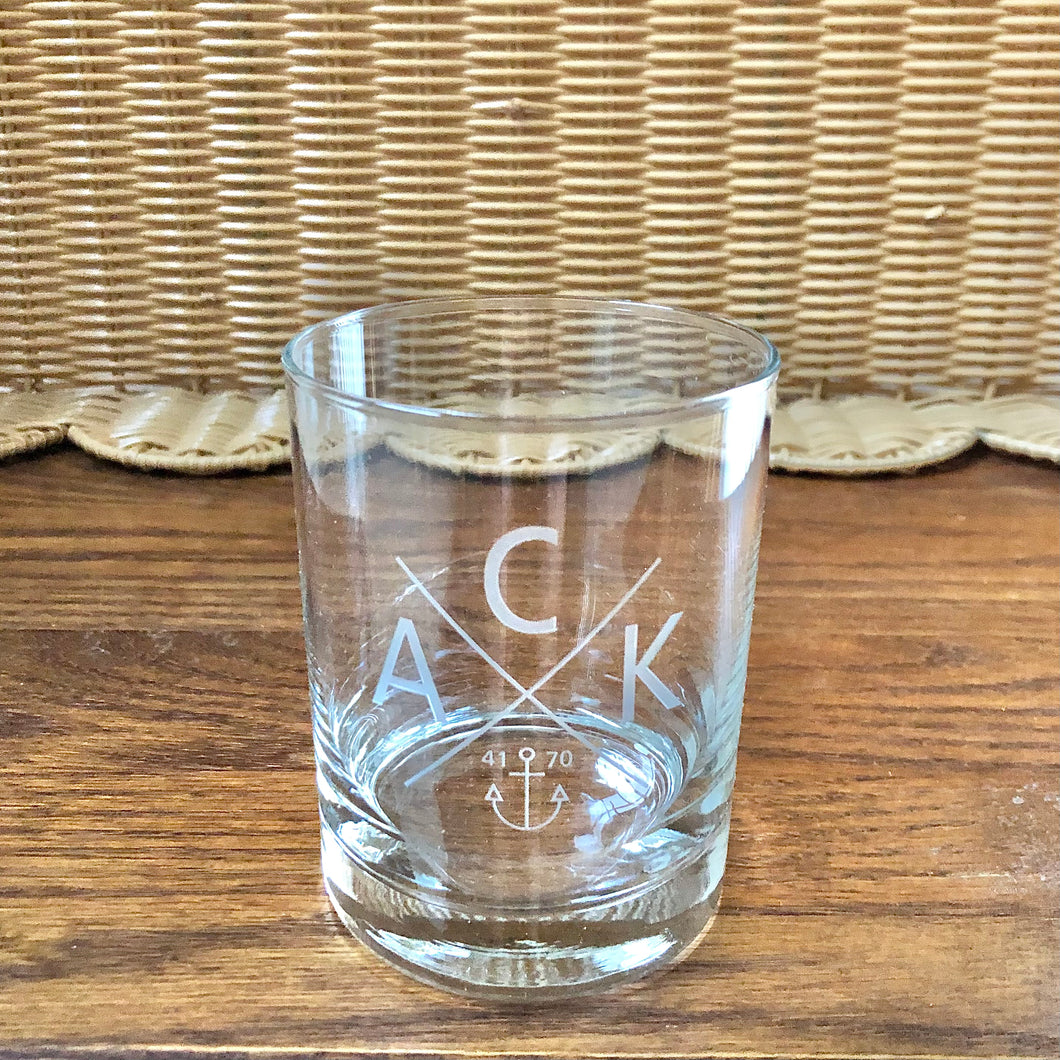 ACK 4170 Etched Rocks Glass Set of 2