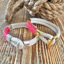 White, Coral & Gold T-Bar Bracelet