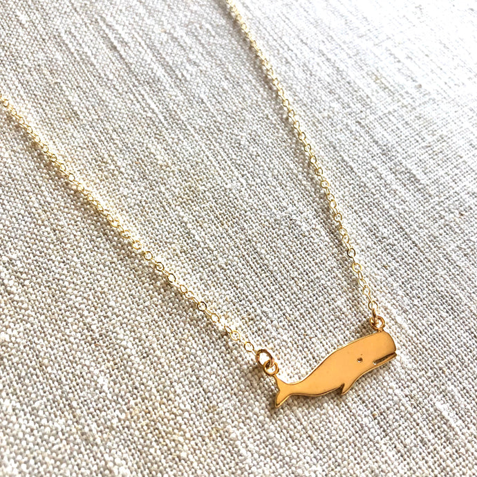Gold Nantucket Whale Necklace