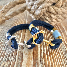 Navy, Chambray & Gold Anchor Bracelet