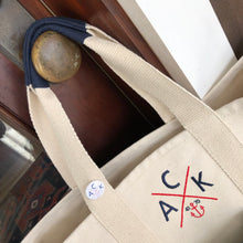 ACK 4170 Navy and Natural Multi-Pocket Large Tote