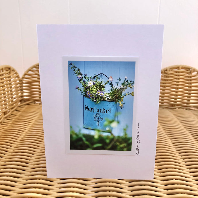 Nantucket Blue Wildflower Flower Basket Boxed Card Set